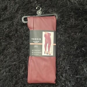 Torrid Faux Leather Leggings in Deep Red